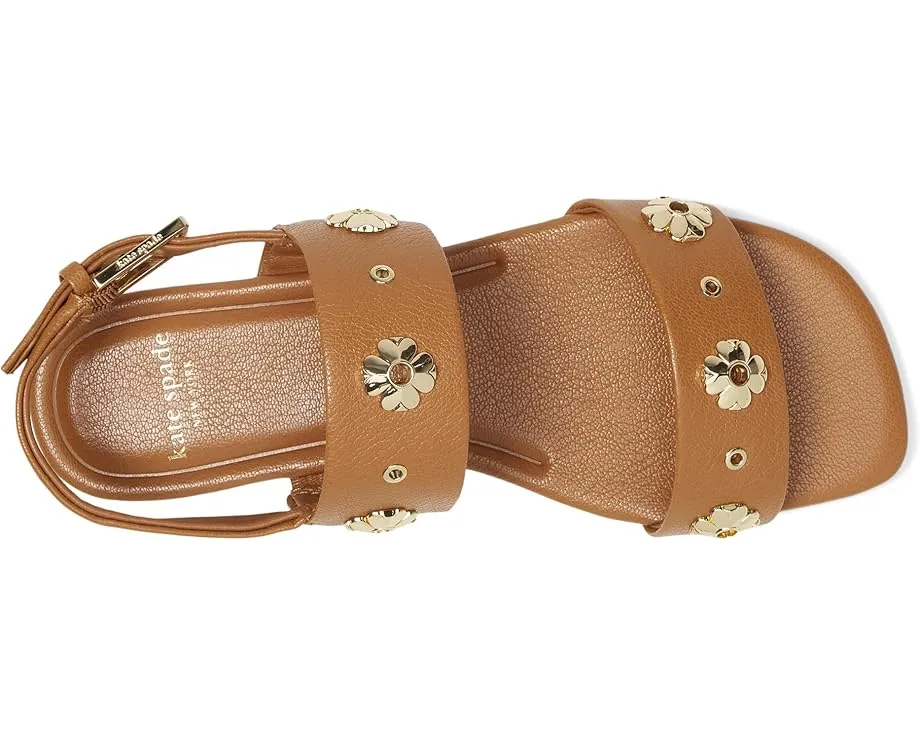Плоские сандалии Spade Flower Stud из тисненой кожи с регулируемой задней лямкой