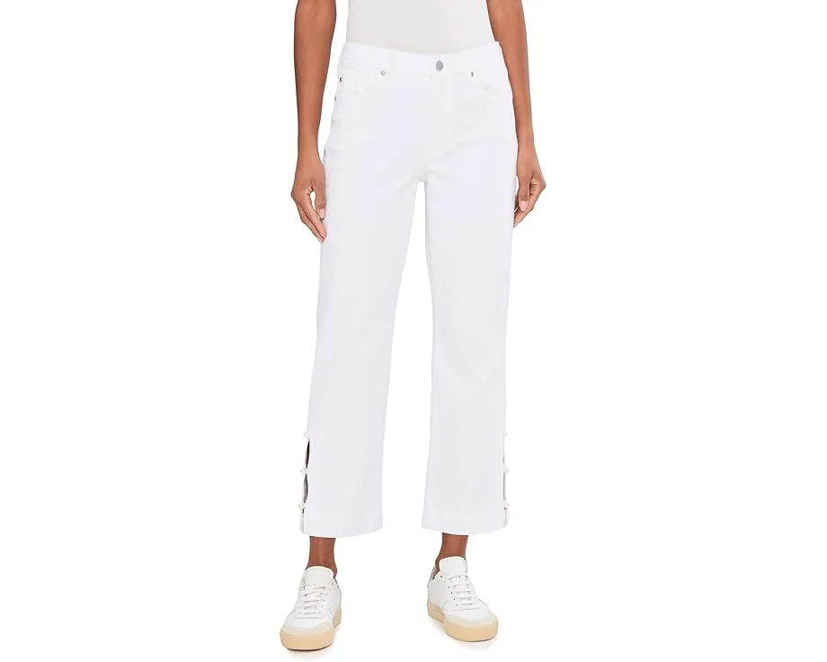 Прямые кроп джинсы Liverpool Los Angeles Kennedy 69 см с отделкой жемчугом