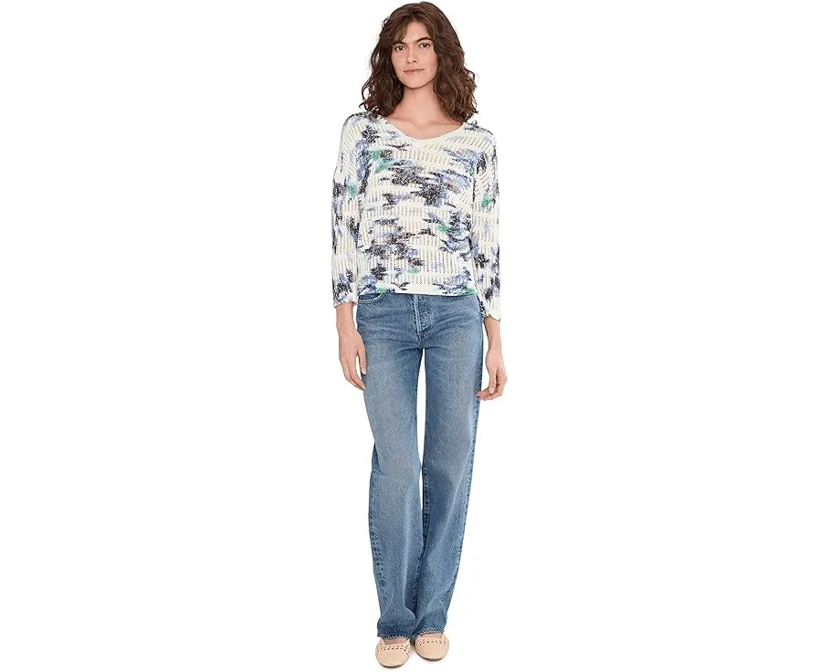 Свитер Water Lilies Pointelle с V-образным вырезом и принтом в технике пойнтель NIC+ZOE