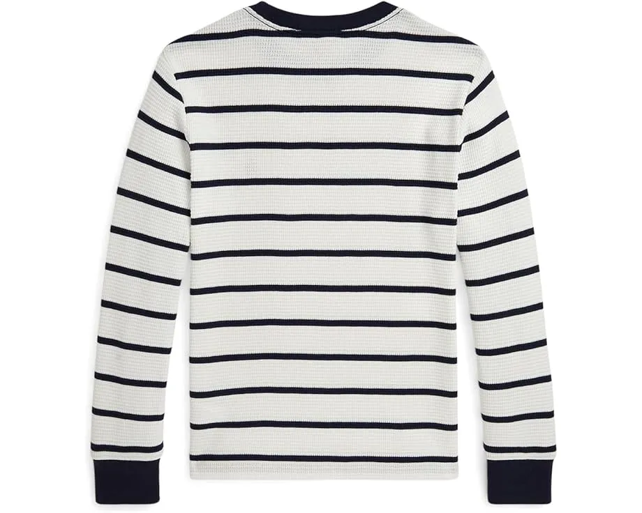 Длинный рукав в полоску из вафельной хлопковой ткани Polo Ralph Lauren Kids для детей