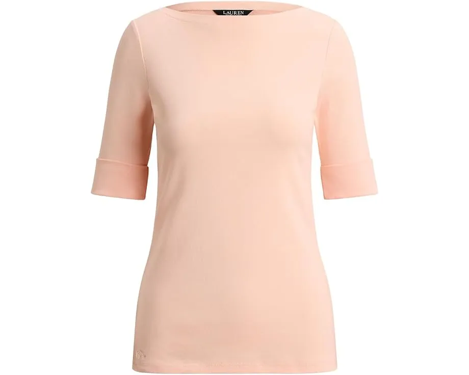Топ Lauren Ralph Lauren из хлопка с эластаном с лодочкой