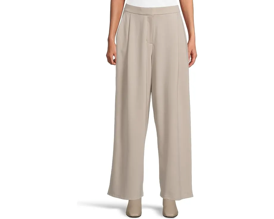 Брюки с защипами спереди из легкого понте Eileen Fisher