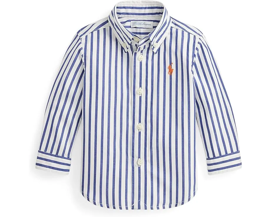 Детская рубашка в полоску Polo Ralph Lauren Kids из хлопкового поплина с вышитым пони