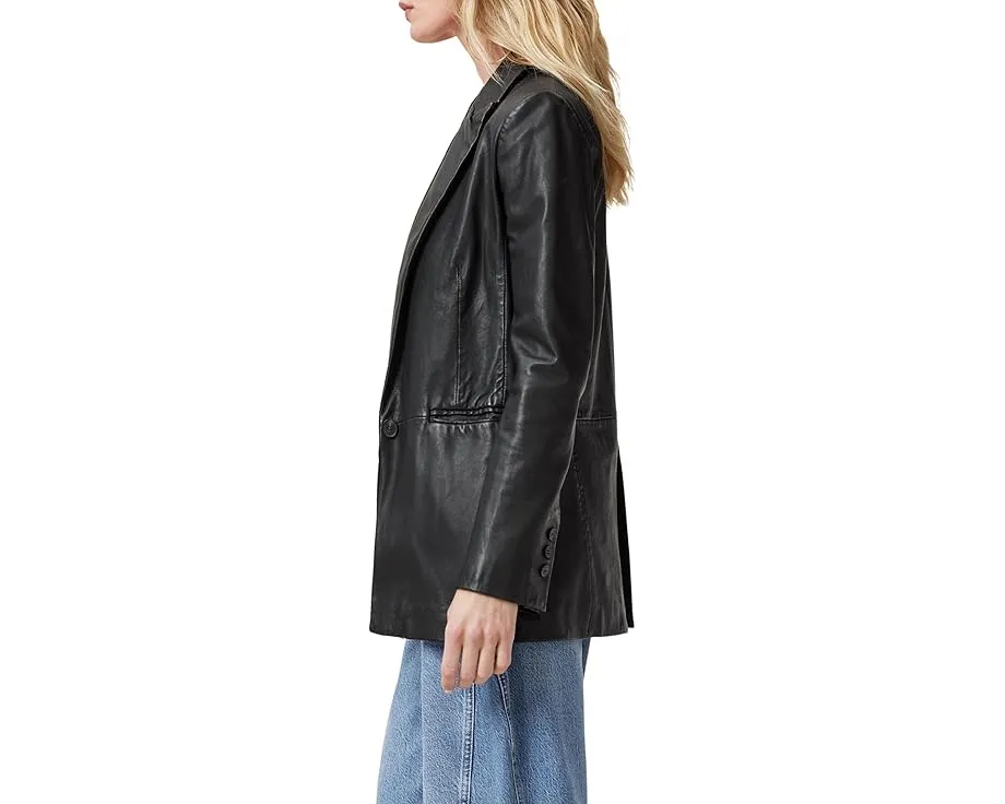 Кожаный блейзер AllSaints Deri с лацканами и длинным рукавом