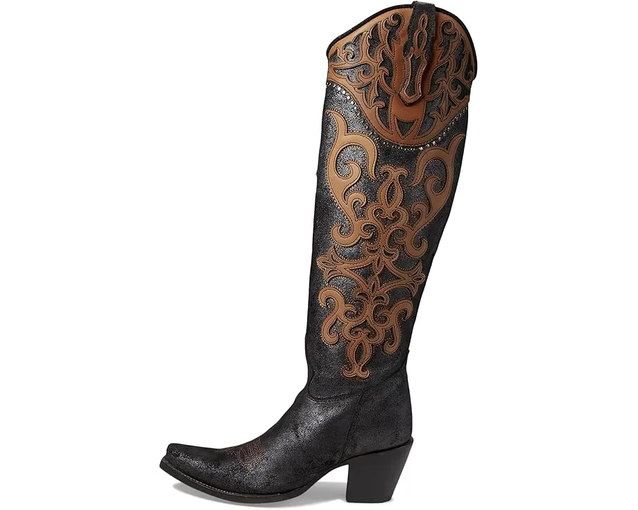 Высокие сапоги Corral C4092 с вышивкой и заклепками на молнии