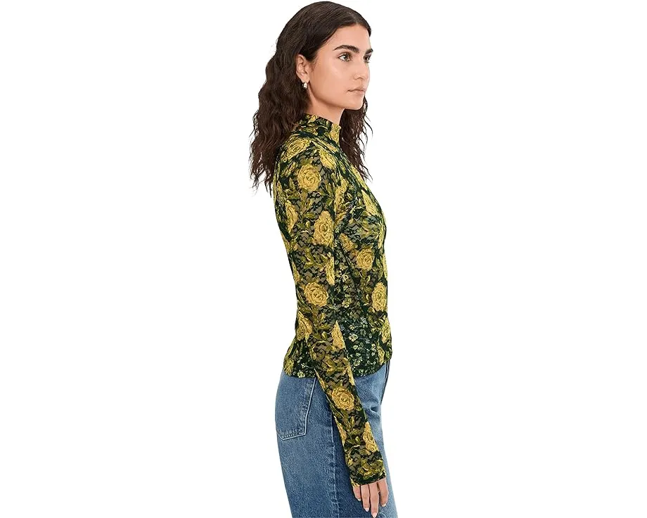 Топ Free People Lyric с длинным рукавом и принтом воротником стойкой