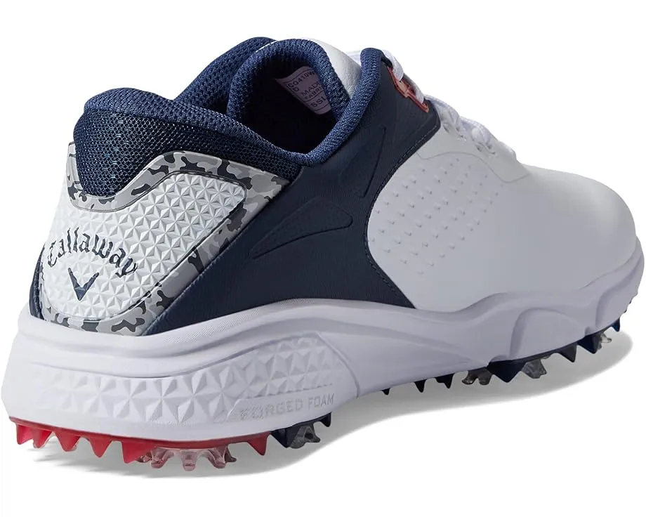 Callaway Coronado V3 гольф-туфли бело-сине-красные с микроволокном и амортизацией ForgedFoam