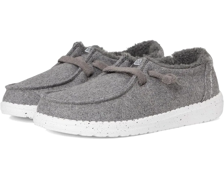 Детские лоферы Hey Dude Kids Wendy Wool Cozy из шерсти с искусственным мехом