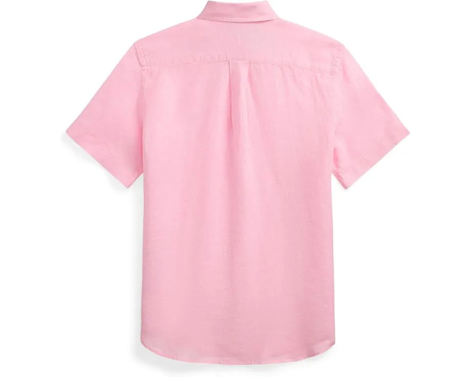 Льняная рубашка Polo Ralph Lauren с коротким рукавом для детей