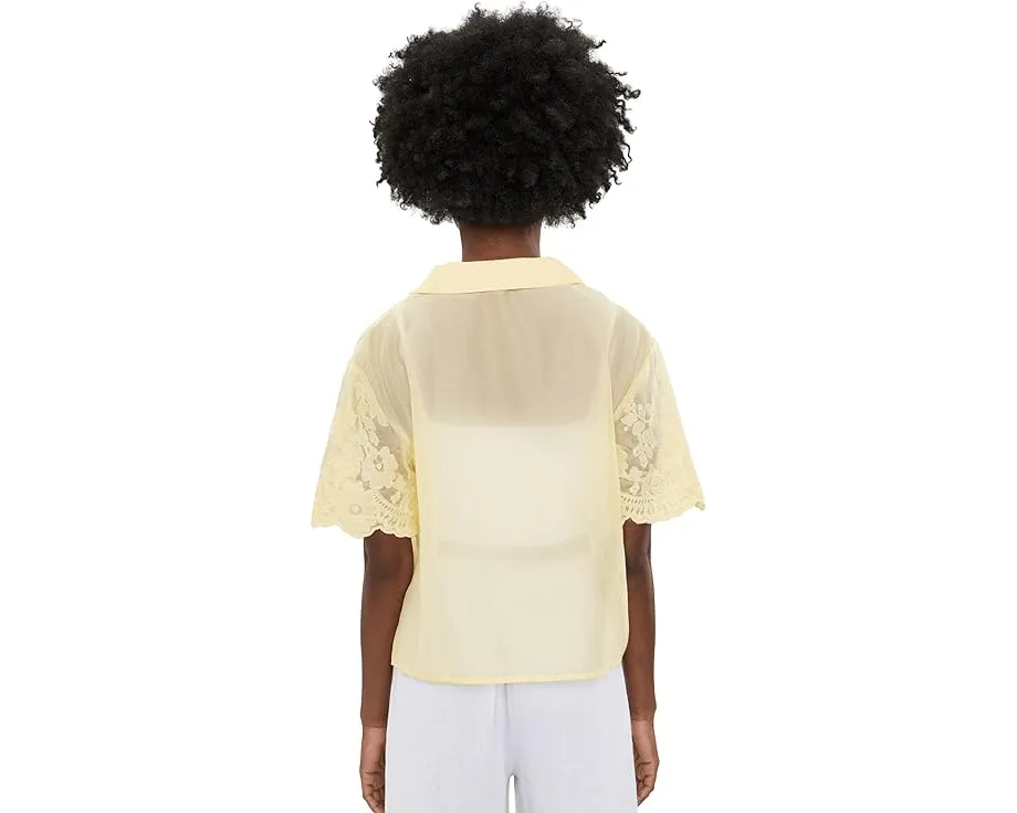 Повседневная рубашка с отложным воротником и коротким рукавом Vince Camuto Lemon Cream