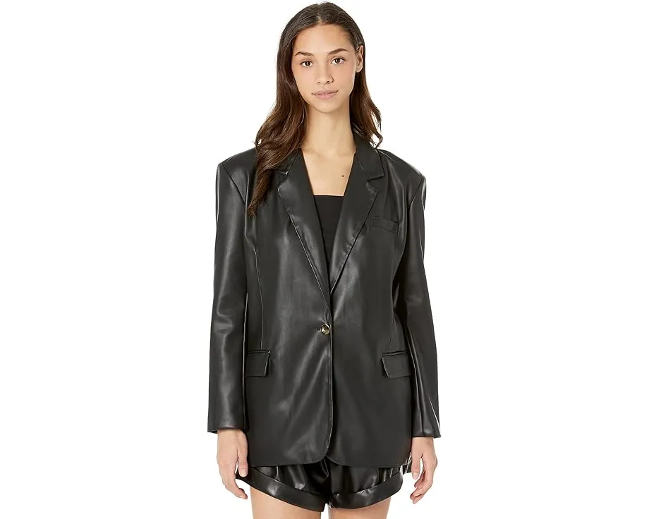 Кожаный блейзер оверсайз Blank NYC с двубортной застежкой