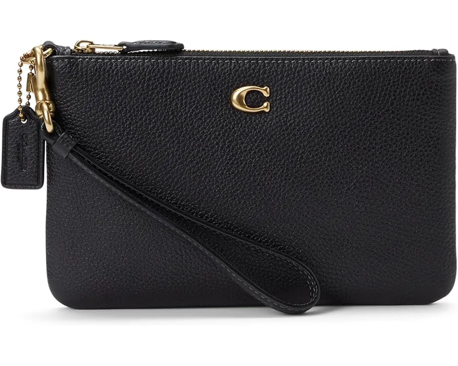 Маленький кошелек на запястье COACH Polished Pebble из кожи