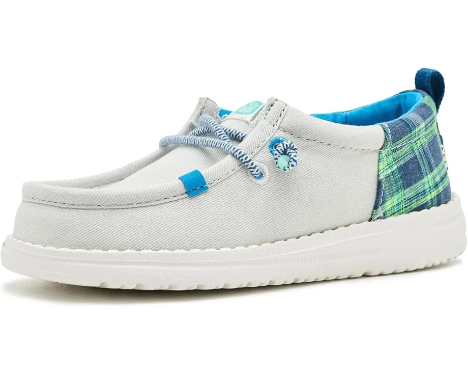 Детские слипоны Hey Dude Kids Wally Funk Prep Plaid с клетчатым верхом и мягкой стелькой