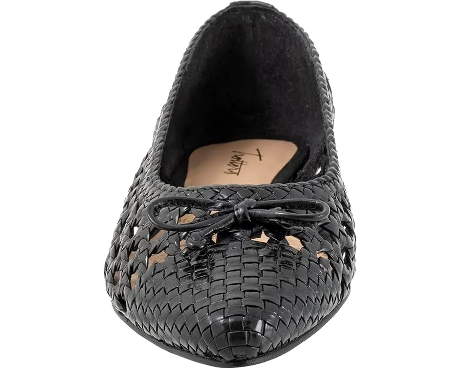 Балетки Edith с бантом и низким каблуком из плетеной кожи Trotters