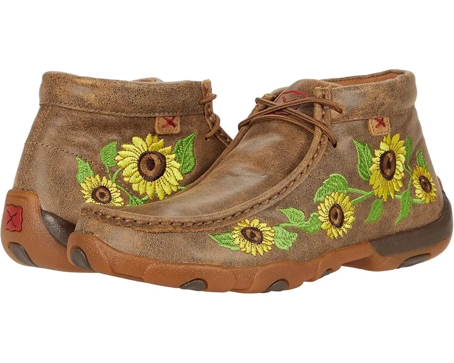 Мокасины Twisted X WDM0128 для вождения с вышитым подсолнухом