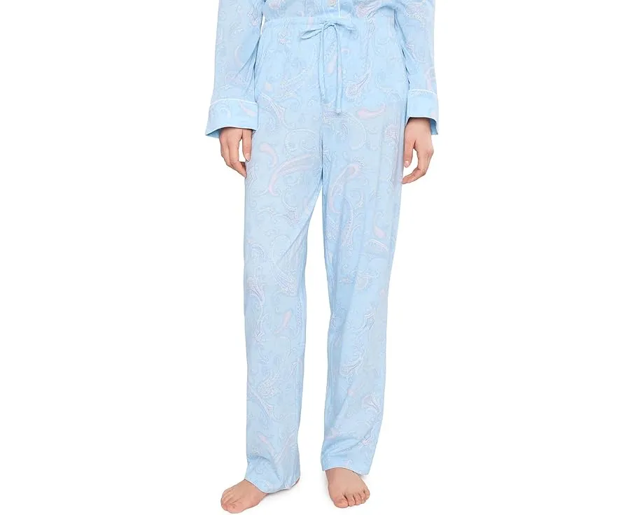 Пижамный комплект Lauren Ralph Lauren с длинным рукавом и воротником с вырезом