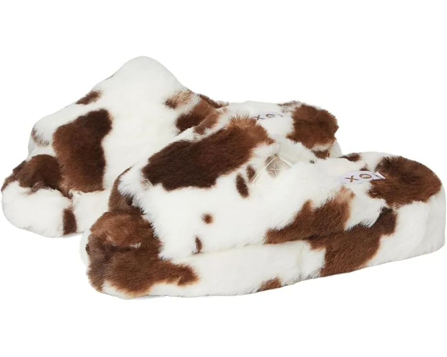 Тапочки Roxy Sloane с принтом под корову и мягкой стелькой