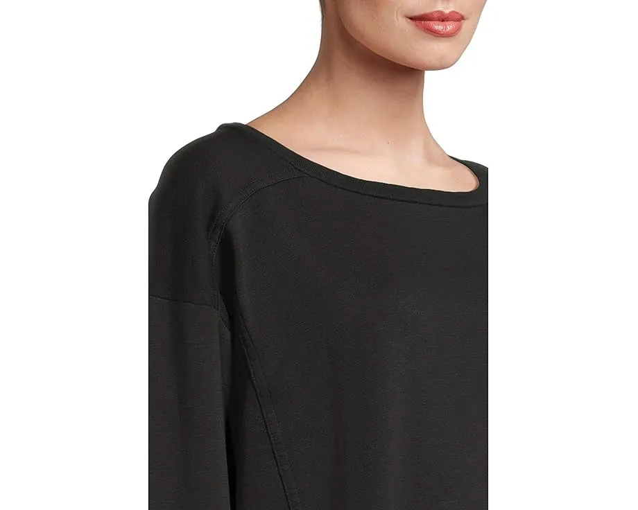 Топ Eileen Fisher из велюра с лодочкой и прямым кроем