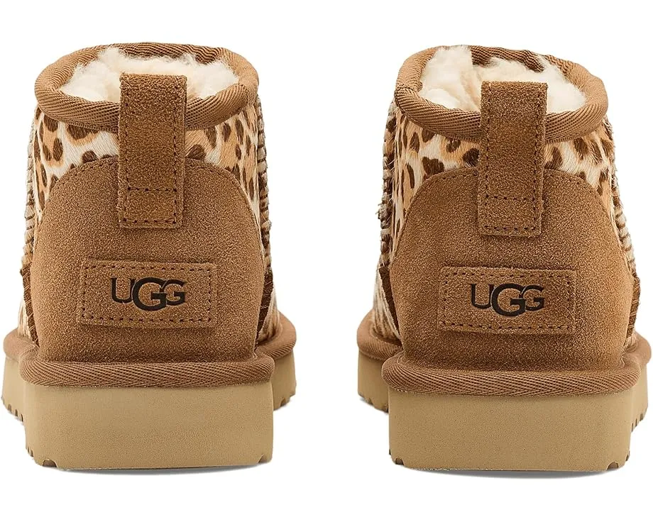 Угги UGG Classic Ultra Mini Plains с принтом леопарда и низким голенищем