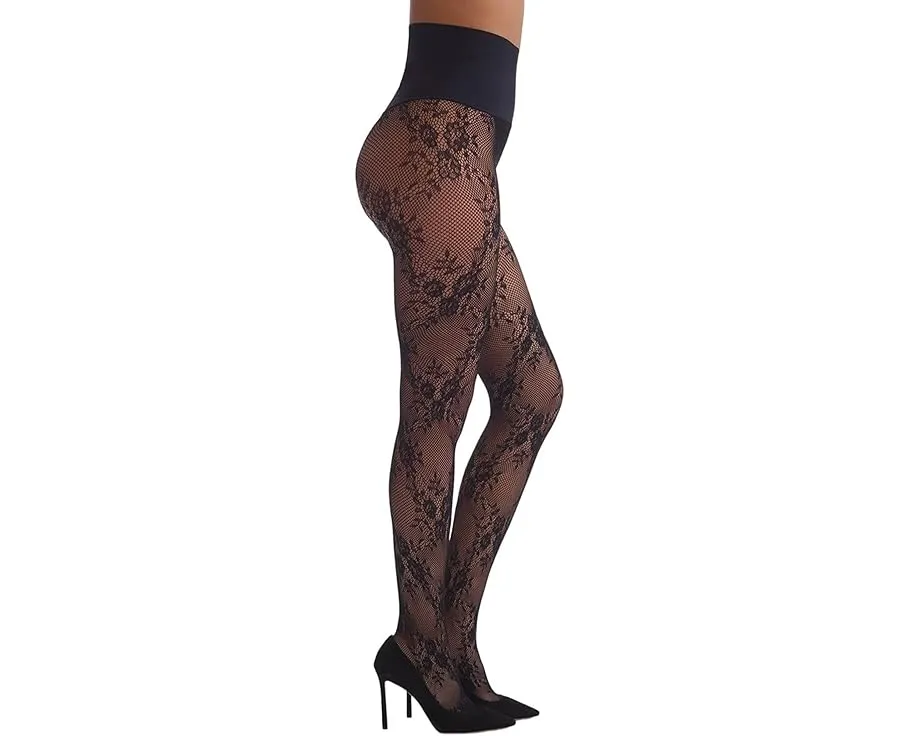 Ажурные колготки Commando Floral Net с цветочным принтом и плоской резинкой