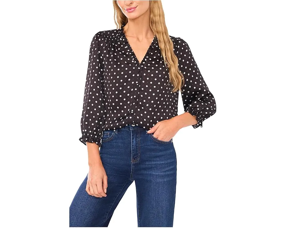 Топ с V-образным вырезом и рукавом 3/4 на пуговицах CeCe