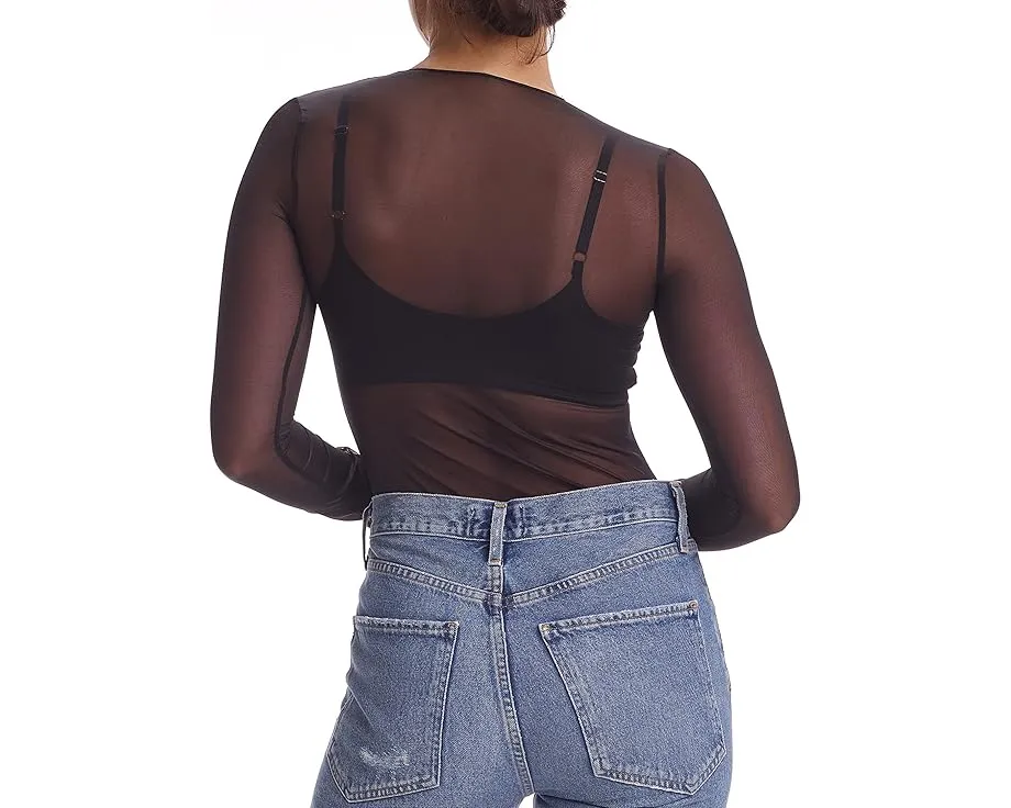 Футболка Commando Chic Mesh с длинным рукавом и прозрачной сетчатой тканью