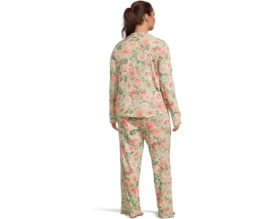 Пижамный комплект Karen Neuburger большого размера с отделкой пико и цветочным принтом