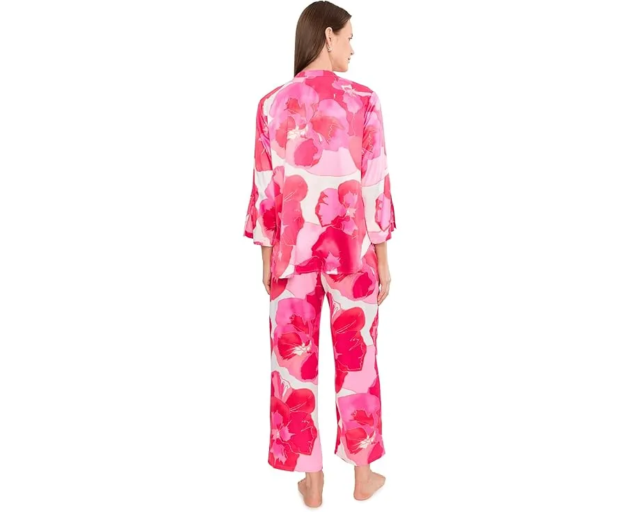 Floria Printed Satin Mandarin Pajama Set