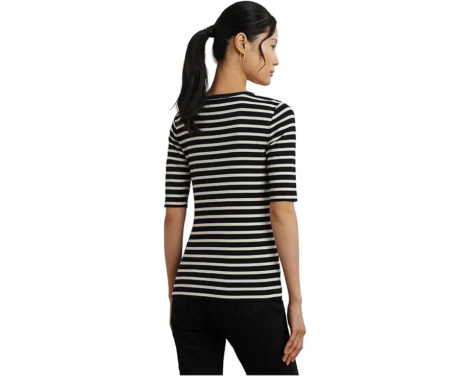 Топ Lauren Ralph Lauren в рубчик с рукавом три четверти и полоской