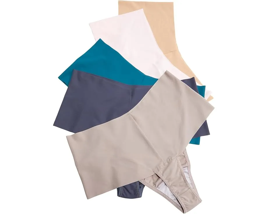 Комплект из 5 стрингов Hanky Panky BreatheSoft High Rise с влаговпитывающей тканью