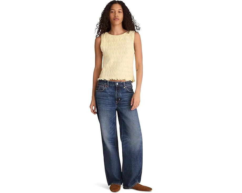 Топ Madewell с завышенной горловиной и сборками из хлопка и льна