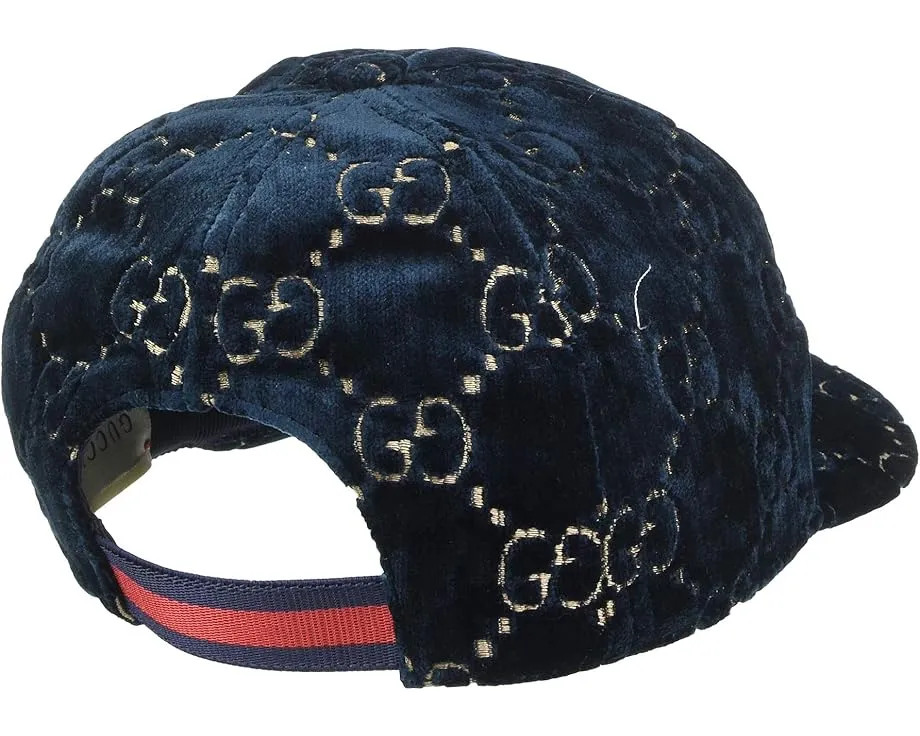 Шляпа Gucci Kids Double GG Velvet с фирменным принтом