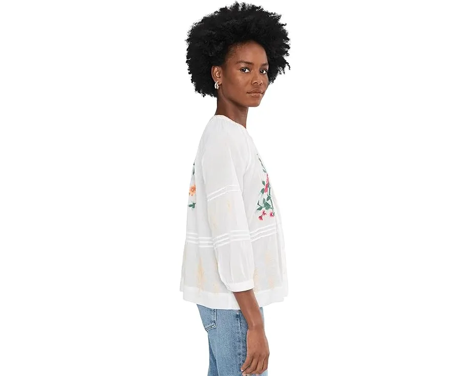 Блузка Pintuck Raglan Button Up с вышивкой от Johnny Was