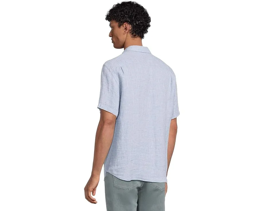 Рубашка Faherty Short Sleeve Palma Linen Shirt из 100% льна с накладным карманом