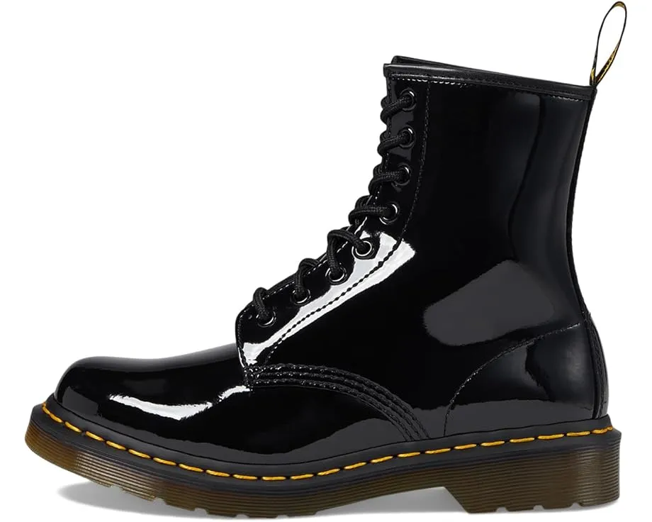 Ботинки Dr. Martens 1460 из лакированной кожи на шнуровке с желтой строчкой