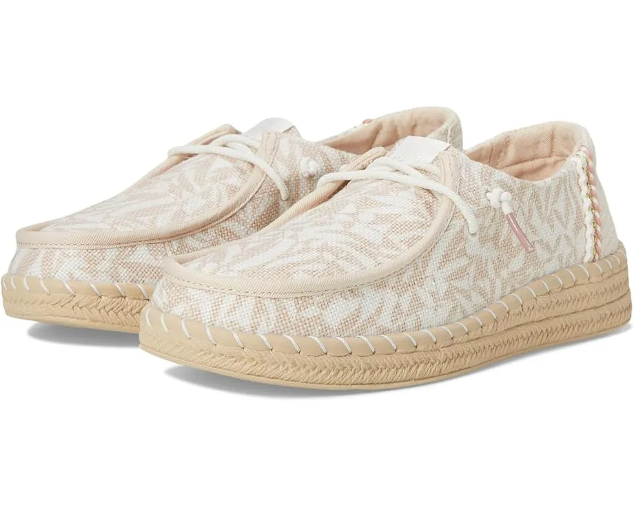 Эспадрильи Hey Dude Wendy Espadrille Retro Palm с пробковой стелькой и тканевым каблуком