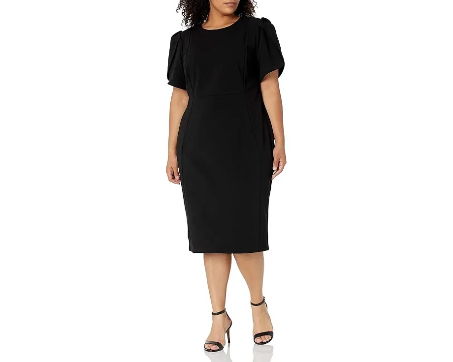 Платье Calvin Klein Plus Size Tulip Sleeved Seamed Sheath с застежкой-молнией