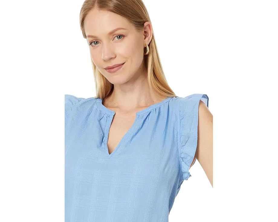 Топ Lilla P Flutter Sleeve с V-образным вырезом и расклешенными рукавами