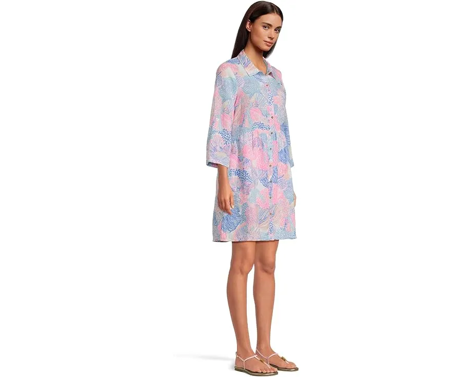 Льняное платье Shaela с воротником и пуговицами