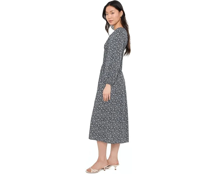 Платье миди Smocked с V-образным вырезом и длинным рукавом Madewell