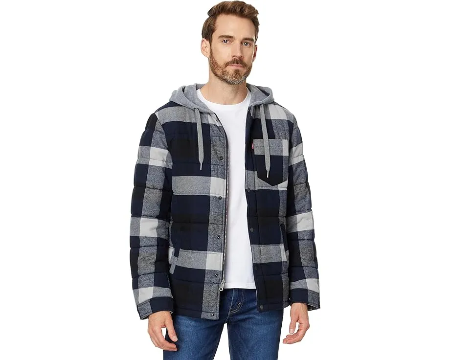 Пуховик Levi's с клетчатым стеганым узором из хлопка