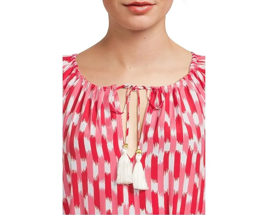 Платье миди Tommy Bahama Ikat Stripe с длинными рукавами и поясом
