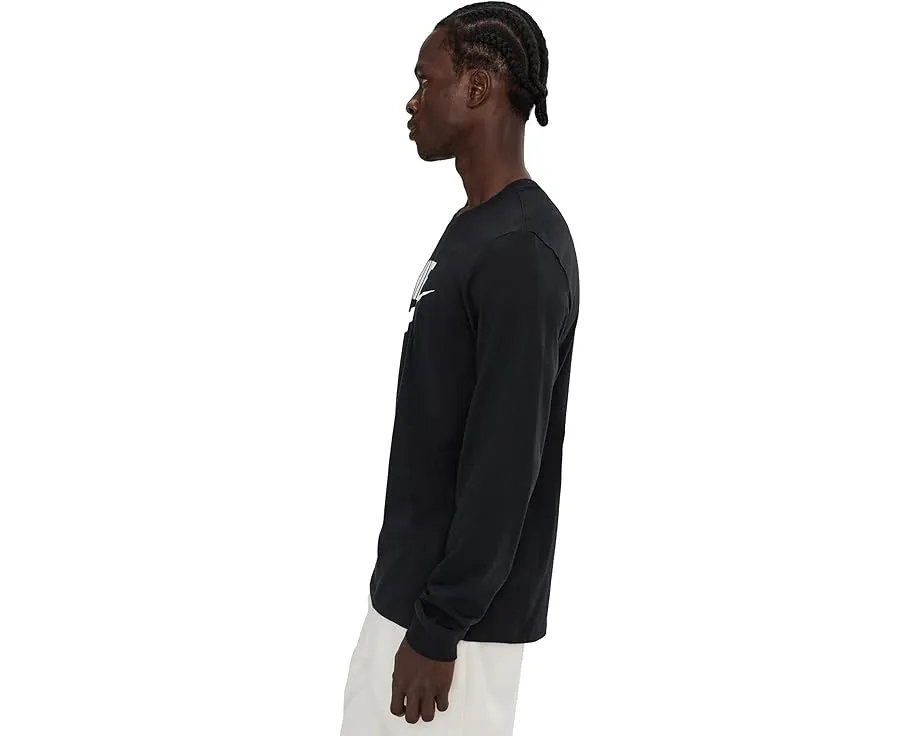 Футболка Sportswear с длинным рукавом и логотипом Icon Futura Nike черная с белым принтом