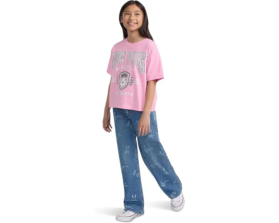 Джинсы abercrombie kids High Rise Discharge Wide Leg с принтом и широкими штанинами