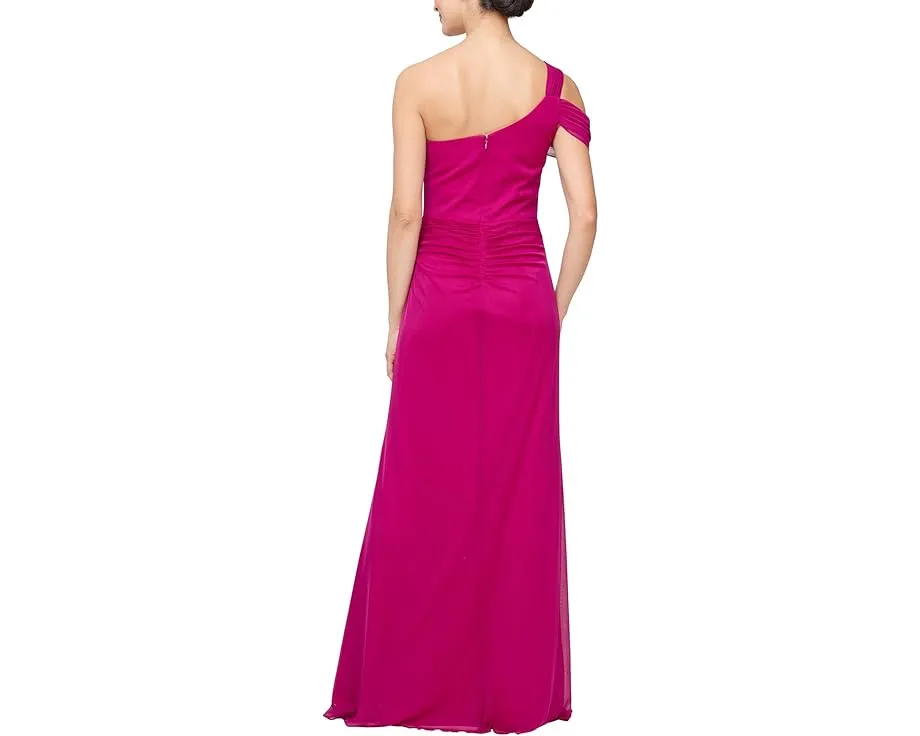 Длинное платье Alex Evenings с сеткой и одним открытым плечом