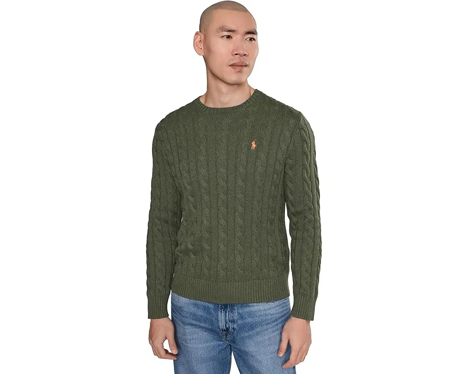 Свитер Polo Ralph Lauren с косой вязкой из хлопка и круглой горловиной