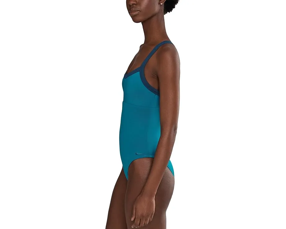 Цельный купальник Nike Bold Color Block V-back с сетчатыми вставками