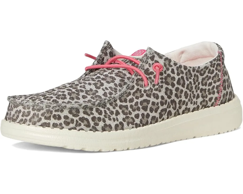 Детские слипоны Hey Dude Kids Wendy Luxe Leo с эластичными шнурками и текстильным верхом