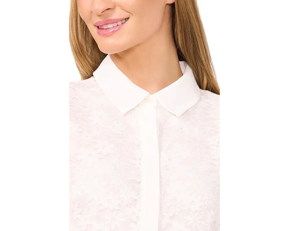 Блузка CeCe с короткими рукавами и кружевной отделкой