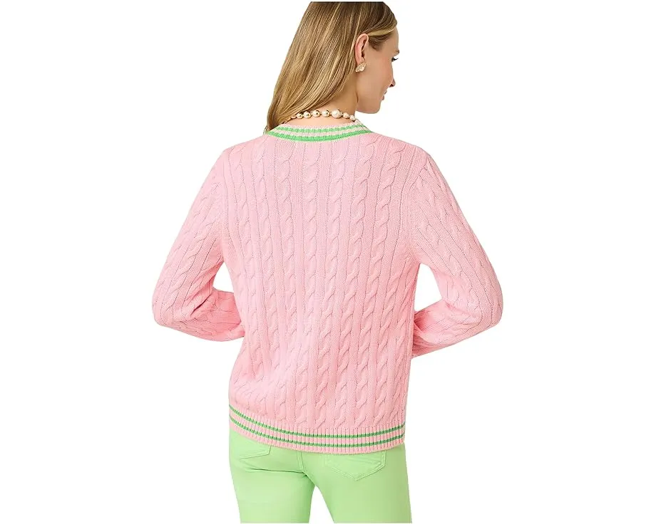 Кардиган с круглой горловиной Lilly Pulitzer Brockton в рубчик с полосками